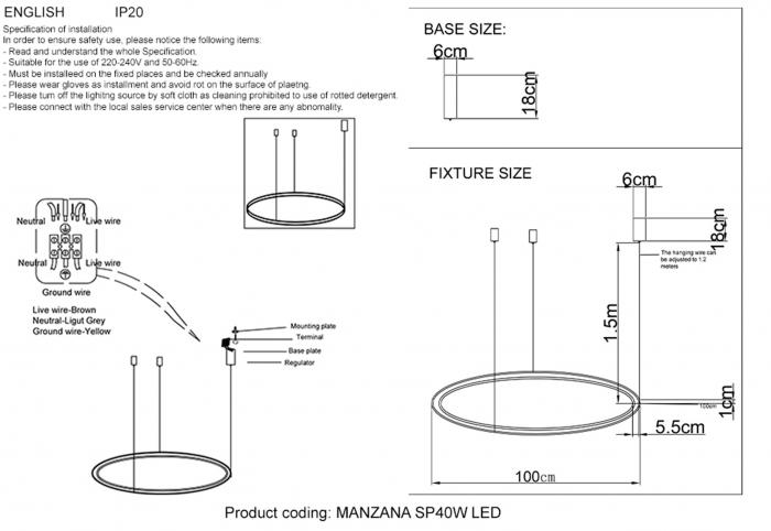 Crystal LuxMANZANA SP40W LED BLACK