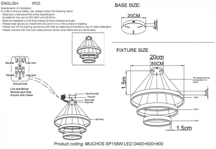 Crystal LuxMUCHOS SP158W LED D400+600+800 GOLD