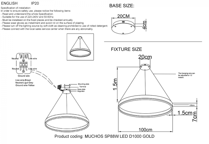 Crystal LuxMUCHOS SP88W LED D1000 GOLD